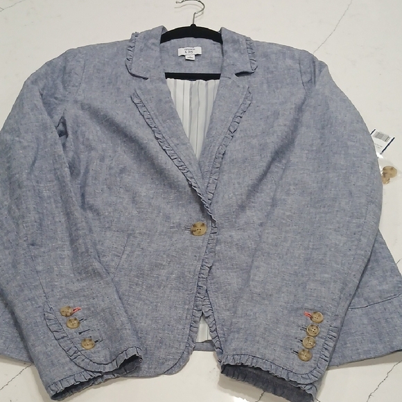 Crown & Ivy Ruffled Bluish Blazer Sz12 New Whith Tag - Picture 6 of 10